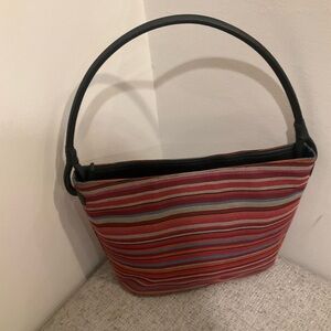 Vintage Talbots Striped Red Shoulder Bag with Black Handle